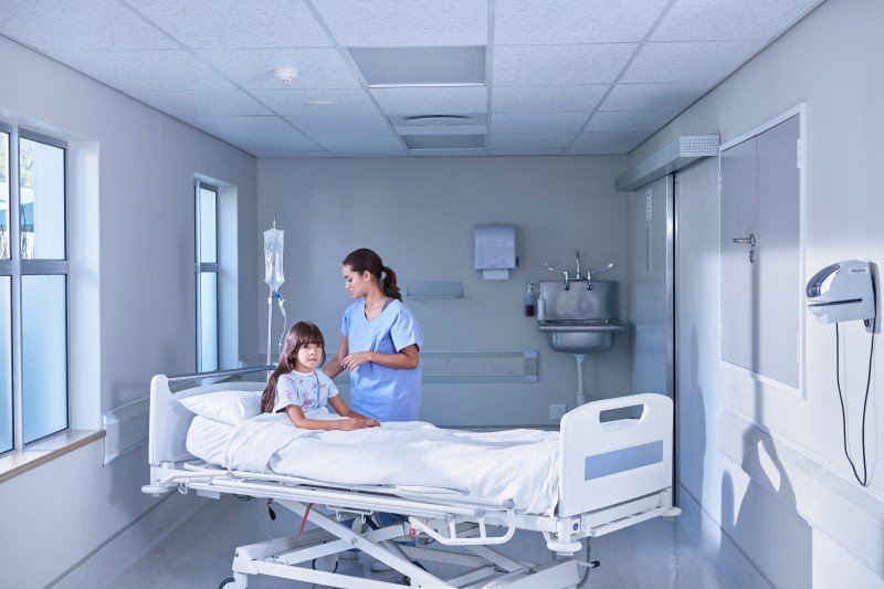 Medical bed with mattress